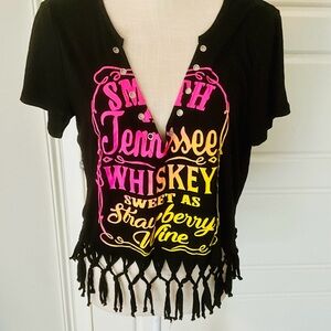 Black Graphic Fringe Tennessee Whiskey Fringe Top